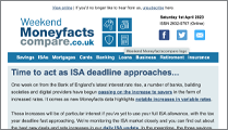 Screen Image of Weekend Moneyfacts Newsletter