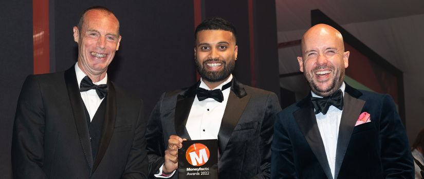 Banner Image of Category Winners at a Moneyfacts Awards Event