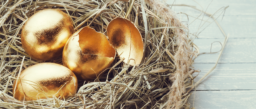 Image of nest containing golden eggs