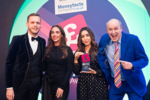 Winners with Tim Vine at the Moneyfactscompare.co.uk Awards