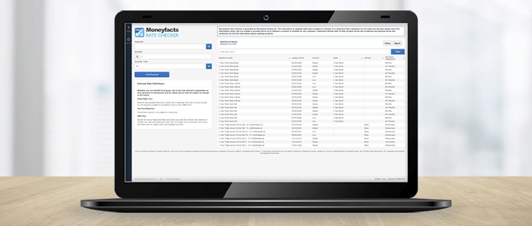 Banner Image of Laptop Showing Moneyfacts Rate Checker