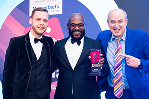 Winners with Tim Vine at the Moneyfactscompare.co.uk Awards