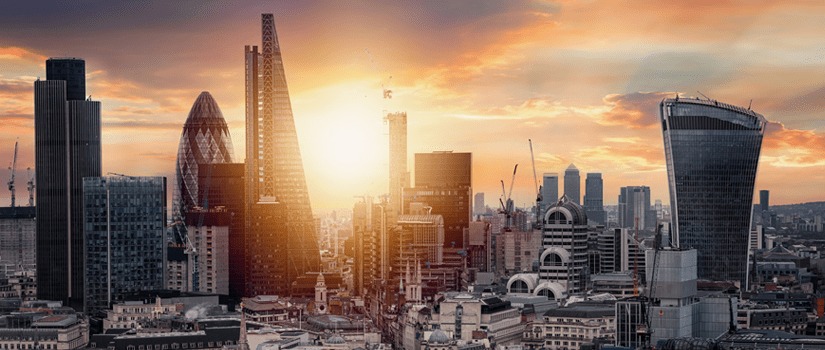 Banner image of the London skyline at dusk