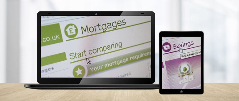 Banner Image of Laptop and Tablet Screens Showing Mortgage and Savings Searches