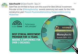 Example of an Investment Life & Pensions Moneyfacts Awards Logo in Use