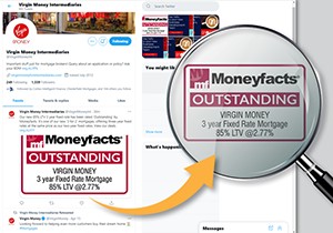 Example of a Moneyfacts Product Ratings Logo in Use