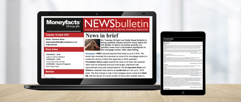 Banner Image of Laptop and Tablet Devices Showing Moneyfacts Daily News Bulletin