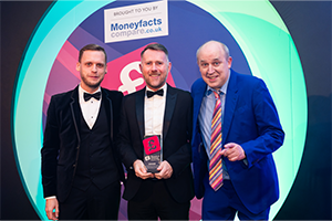 Winners with Tim Vine at the Moneyfactscompare.co.uk Awards